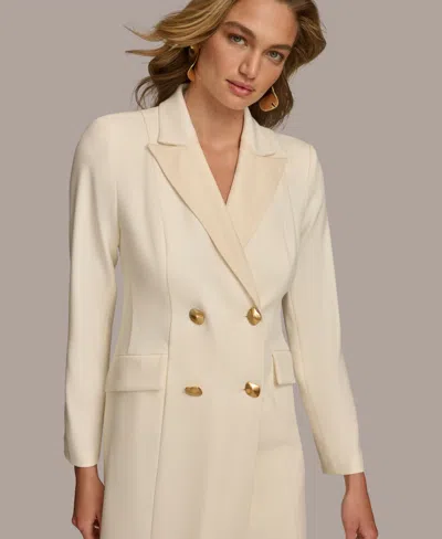 Donna Karan Crepe Coat Dress In Neutral