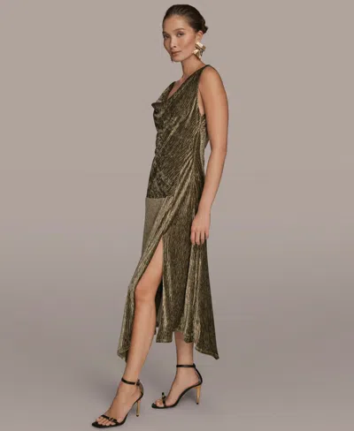 Donna Karan Women's Crinkle Asymmetric Midi Dress In Brown