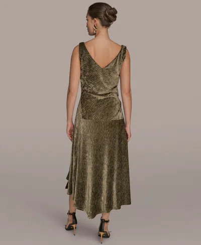 Donna Karan Women's Crinkle Asymmetric Midi Dress In Brown
