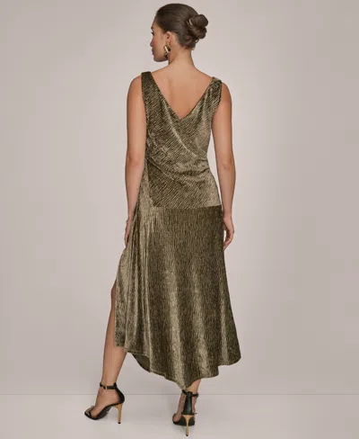 Donna Karan Women's Crinkle Asymmetric Midi Dress In Brown