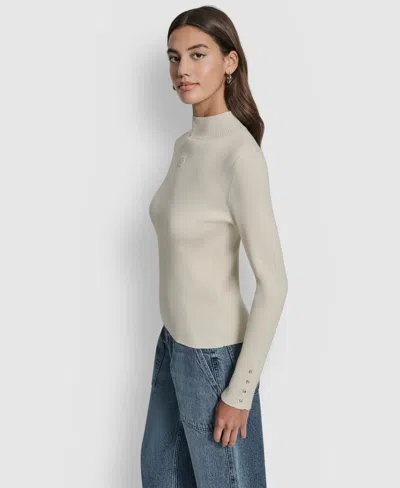 Dkny Jeans Women's Rib Long Sleeves Slim Fit Sweater In Yellow