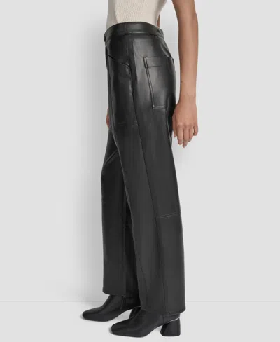 Dkny Jeans Faux Leather High Waist Pants In Black