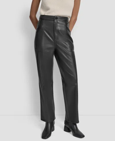 Dkny Jeans Faux Leather High Waist Pants In Black