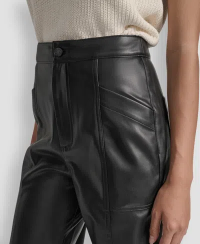 Dkny Jeans Faux Leather High Waist Pants In Black