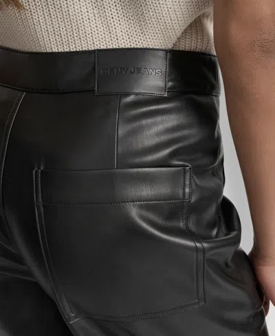 Dkny Jeans Faux Leather High Waist Pants In Black