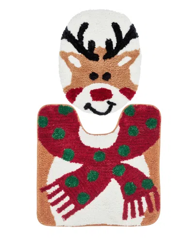 Vcny Home Reindeer Holiday Bath Rug Set, 2 Count In Multi