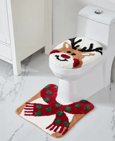 Vcny Home Reindeer Holiday Bath Rug Set, 2 Count In Multi