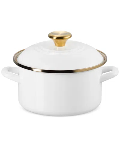 Le Creuset Enamel On Steel 3.8-quart Petite Stockpot With Gold Rim In White