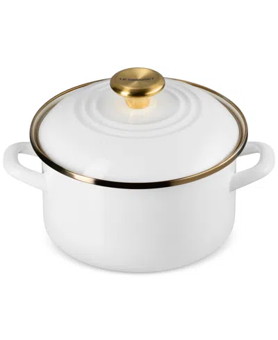 Le Creuset Enamel On Steel 3.8-quart Petite Stockpot With Gold Rim In White