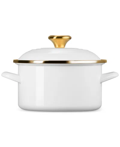 Le Creuset Enamel On Steel 3.8-quart Petite Stockpot With Gold Rim In White