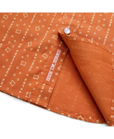 Howler Brothers Men's Texas Orange Texas Longhorns X  Texas Print Full-snap Shirt In Brown
