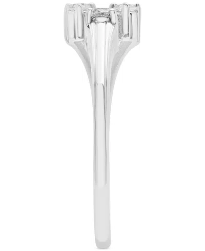 Wrapped Diamond Three Stone Cuff Ring (1/10 Ct. T.w.) In 10k Gold, Created For Macy's In Silver