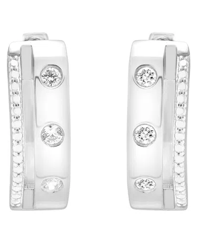 Macy's 2-pc. Set Diamond Bangle Bracelet And Hoop Earrings (1/4 Ct. T.w.) In Sterling Silver In Metallic