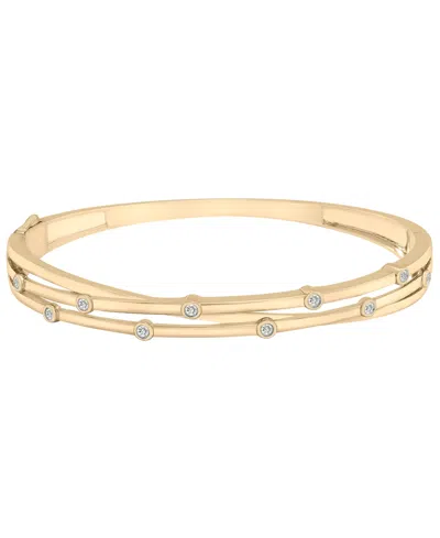 Macy's 2-pc. Set Diamond Bangle Bracelet And Hoop Earrings (1/4 Ct. T.w.) In 14k Gold-plated Sterling Silve In Gold