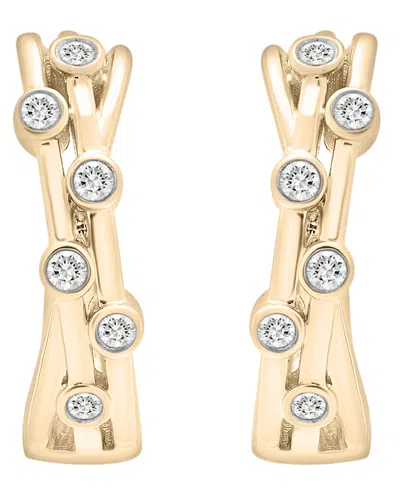 Macy's 2-pc. Set Diamond Bangle Bracelet And Hoop Earrings (1/4 Ct. T.w.) In 14k Gold-plated Sterling Silve In Gold