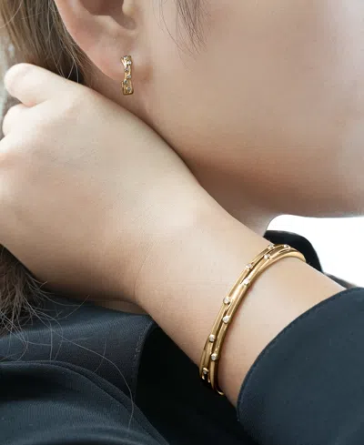 Macy's 2-pc. Set Diamond Bangle Bracelet And Hoop Earrings (1/4 Ct. T.w.) In 14k Gold-plated Sterling Silve In Gold