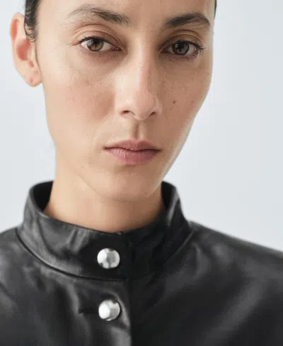 Mango Women's Leather Buttons Jacket In Black
