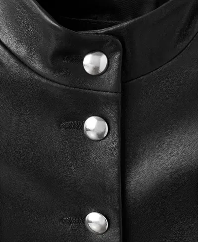Mango Women's Leather Buttons Jacket In Black