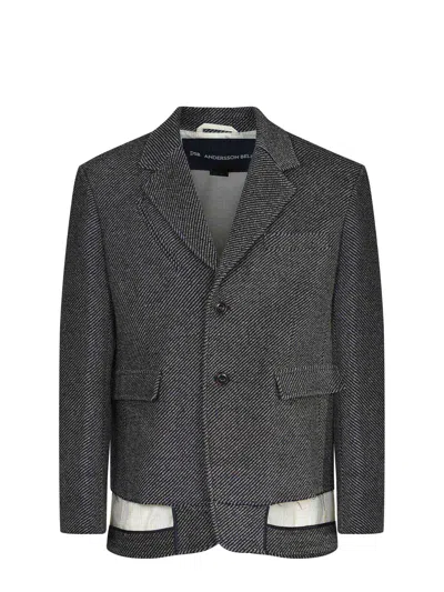 Andersson Bell Inside Out Wool Blazer In Gray