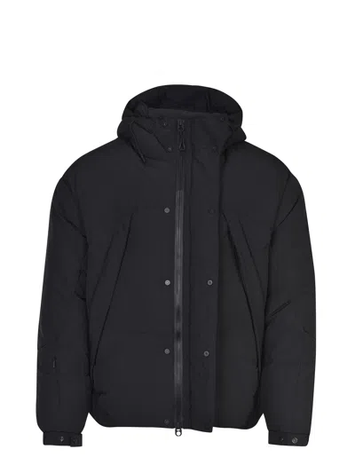 Jg1 Hooded Down Jacket Adjustable Cuffs In Black