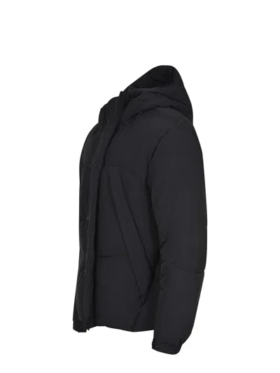 Jg1 Hooded Down Jacket Adjustable Cuffs In Black