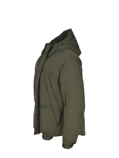 Jg1 Yves Salomon Green Hooded Down Jacket In Green