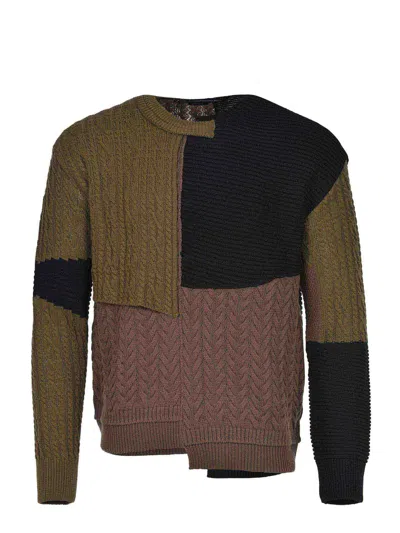 Andersson Bell Patchwork Asymmetric Jumper In Brown