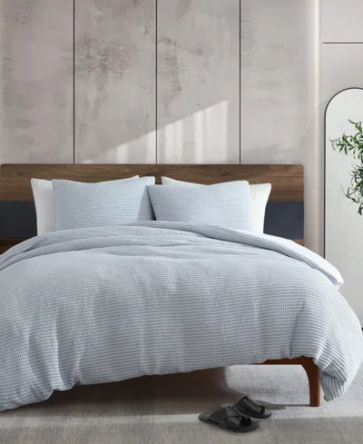 Kenneth Cole New York Solid Waffle 3-pc. Comforter Set, Full/queen In Blue