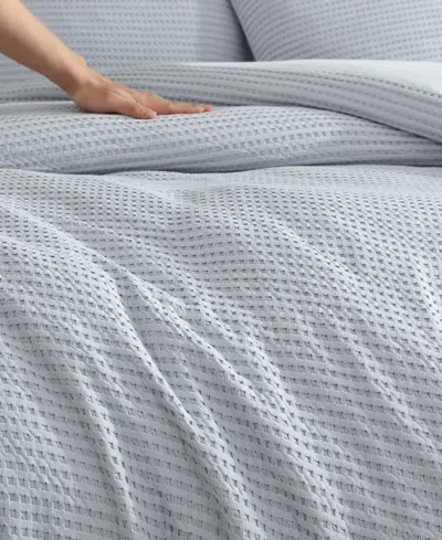 Kenneth Cole New York Solid Waffle 3-pc. Comforter Set, King In Blue