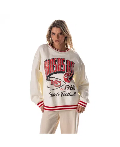 The Wild Collective Cream Kansas City Chiefs Oversized Vintage French Terry Sweatshirt In White