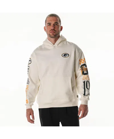 The Wild Collective Men's And Women's Cream Green Bay Packers Stacked Graphic Sleeve Fleece Hoodie In White