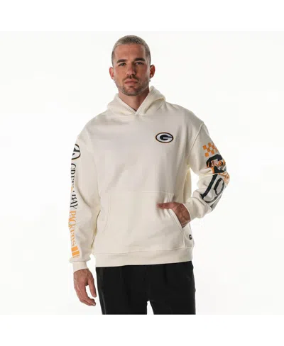 The Wild Collective Men's And Women's Cream Green Bay Packers Stacked Graphic Sleeve Fleece Hoodie In White