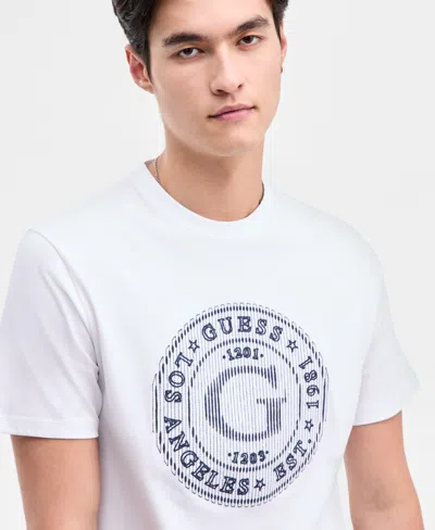Guess Men's Embroidered Big G Logo T-shirt In White