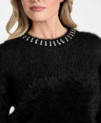 Guess Arisa Rhinestone Accent Crewneck Sweater In Animal Print