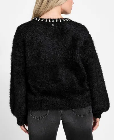 Guess Arisa Rhinestone Accent Crewneck Sweater In Animal Print