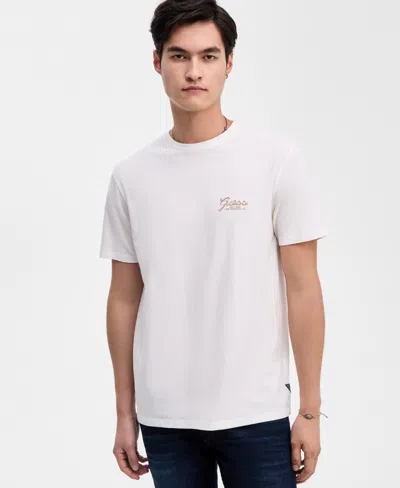 Guess Men's Script Logo Print T-shirt In White