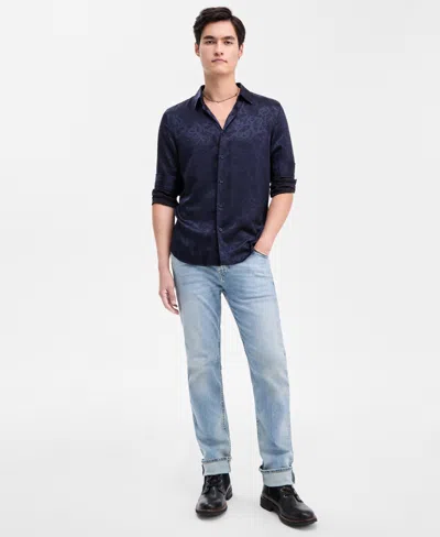 Guess Men's Roma Paisley Jacquard Long-sleeve Shirt In Black