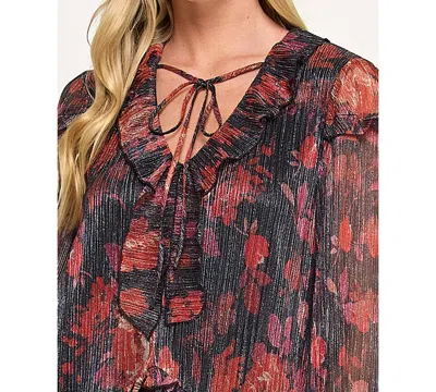 Seni & Cade Juniors' Ruffle Long Sleeve Dress In Brown