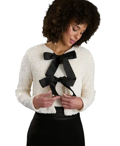 Muse Womens Open Front Jacket High Rise Pull On Pants In White