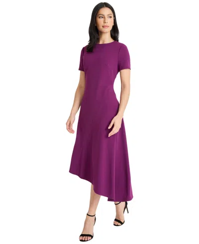 Maggy London Women's Asymmetrical Short Sleeves Midi Dress In Purple