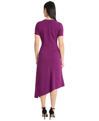 Maggy London Women's Asymmetrical Short Sleeves Midi Dress In Purple
