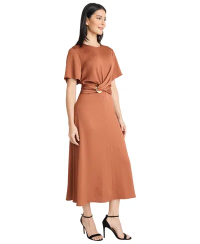 Maggy London Women's Waist Detail Midi Dress In Brown