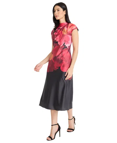 Maggy London Women's Printed Cap Sleeves Midi Dress In Multi