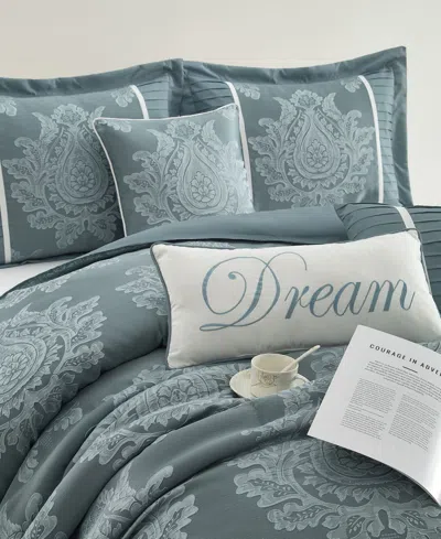 Stratford Park Therese Damask 7-pc. Comforter Set, Queen In Blue