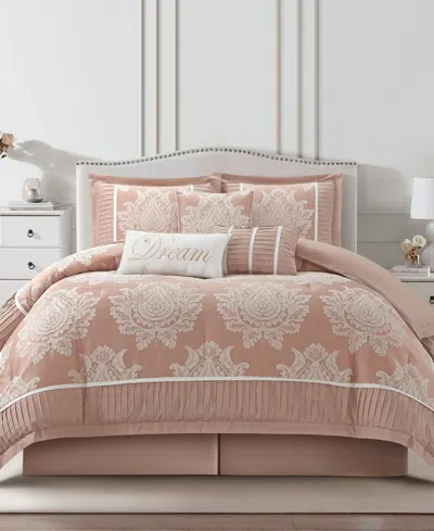 Stratford Park Therese Damask 7-pc. Comforter Set, California King In Pink