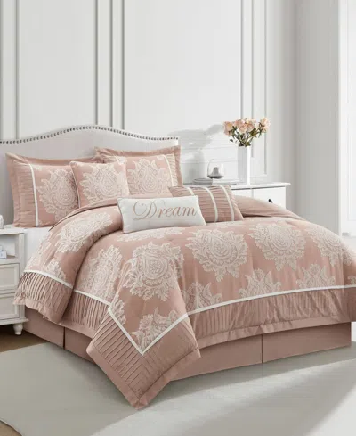 Stratford Park Therese Damask 7-pc. Comforter Set, California King In Pink