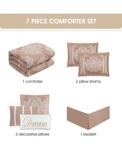 Stratford Park Therese Damask 7-pc. Comforter Set, California King In Pink