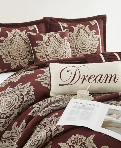 Stratford Park Therese Damask 7-pc. Comforter Set, California King In Burgundy