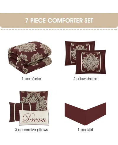 Stratford Park Therese Damask 7-pc. Comforter Set, California King In Burgundy