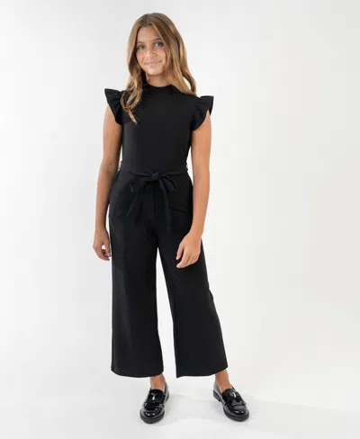 Rare Editions Girls 7-16 Self-tie Jumpsuit In Black